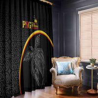 Papua New Guinea 50th Independence Day Window Curtain Simple Oro Tapa Pattern - Polynesian Pride
