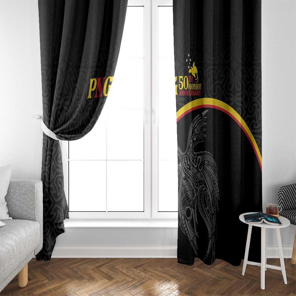 Papua New Guinea 50th Independence Day Window Curtain Simple Oro Tapa Pattern - Polynesian Pride
