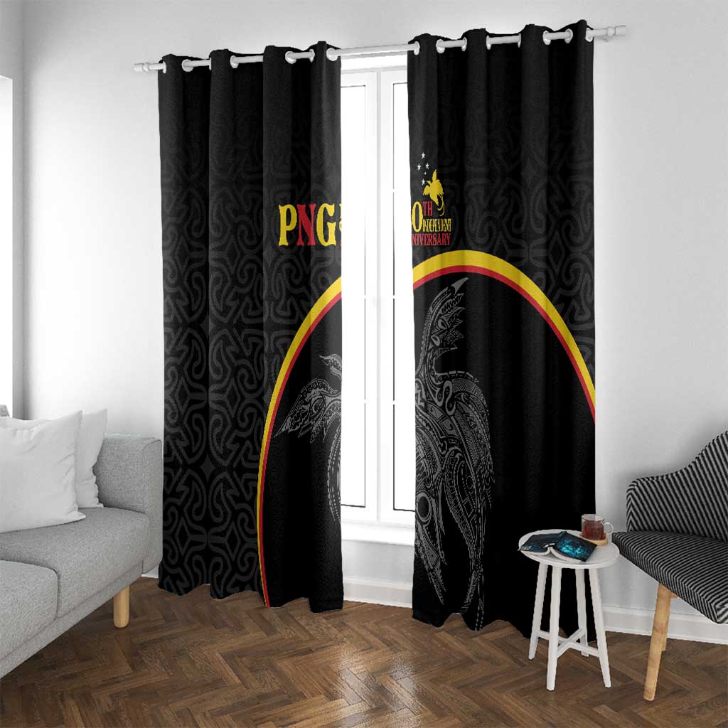 Papua New Guinea 50th Independence Day Window Curtain Simple Oro Tapa Pattern - Polynesian Pride