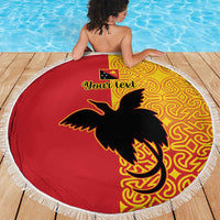Papua New Guinea Oro Tapa Personalised Beach Blanket Simple Bird of Paradise Style - Polynesian Pride