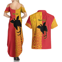Papua New Guinea Oro Tapa Personalised Couples Matching Summer Maxi Dress and Hawaiian Shirt Simple Bird of Paradise Style - Polynesian Pride