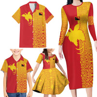 Papua New Guinea Oro Tapa Personalised Family Matching Long Sleeve Bodycon Dress and Hawaiian Shirt Simple Bird of Paradise Style - Polynesian Pride