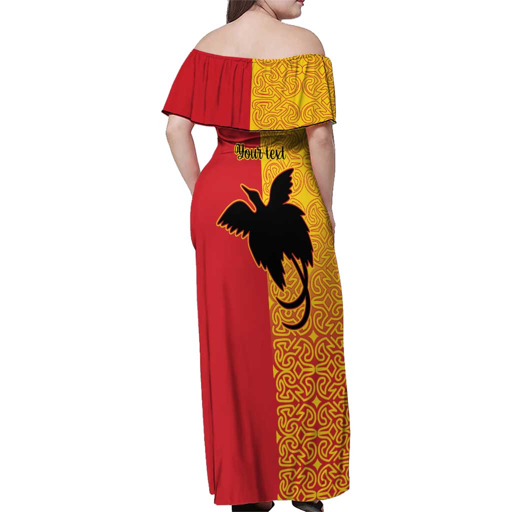 Papua New Guinea Oro Tapa Personalised Family Matching Off Shoulder Maxi Dress and Hawaiian Shirt Simple Bird of Paradise Style - Polynesian Pride