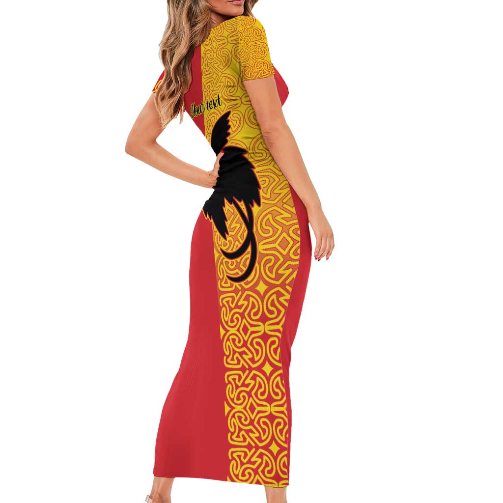 Papua New Guinea Oro Tapa Personalised Family Matching Short Sleeve Bodycon Dress and Hawaiian Shirt Simple Bird of Paradise Style - Polynesian Pride