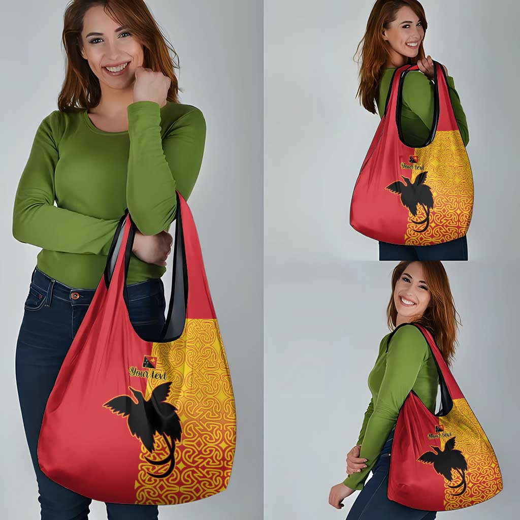 Papua New Guinea Oro Tapa Personalised Grocery Bag Simple Bird of Paradise Style - Polynesian Pride