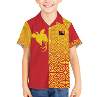 Papua New Guinea Oro Tapa Personalised Kid Hawaiian Shirt Simple Bird of Paradise Style - Polynesian Pride