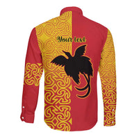 Papua New Guinea Oro Tapa Personalised Long Sleeve Button Shirt Simple Bird of Paradise Style - Polynesian Pride