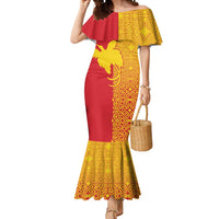 Papua New Guinea Oro Tapa Personalised Mermaid Dress Simple Bird of Paradise Style - Polynesian Pride