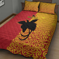 Papua New Guinea Oro Tapa Personalised Quilt Bed Set Simple Bird of Paradise Style - Polynesian Pride