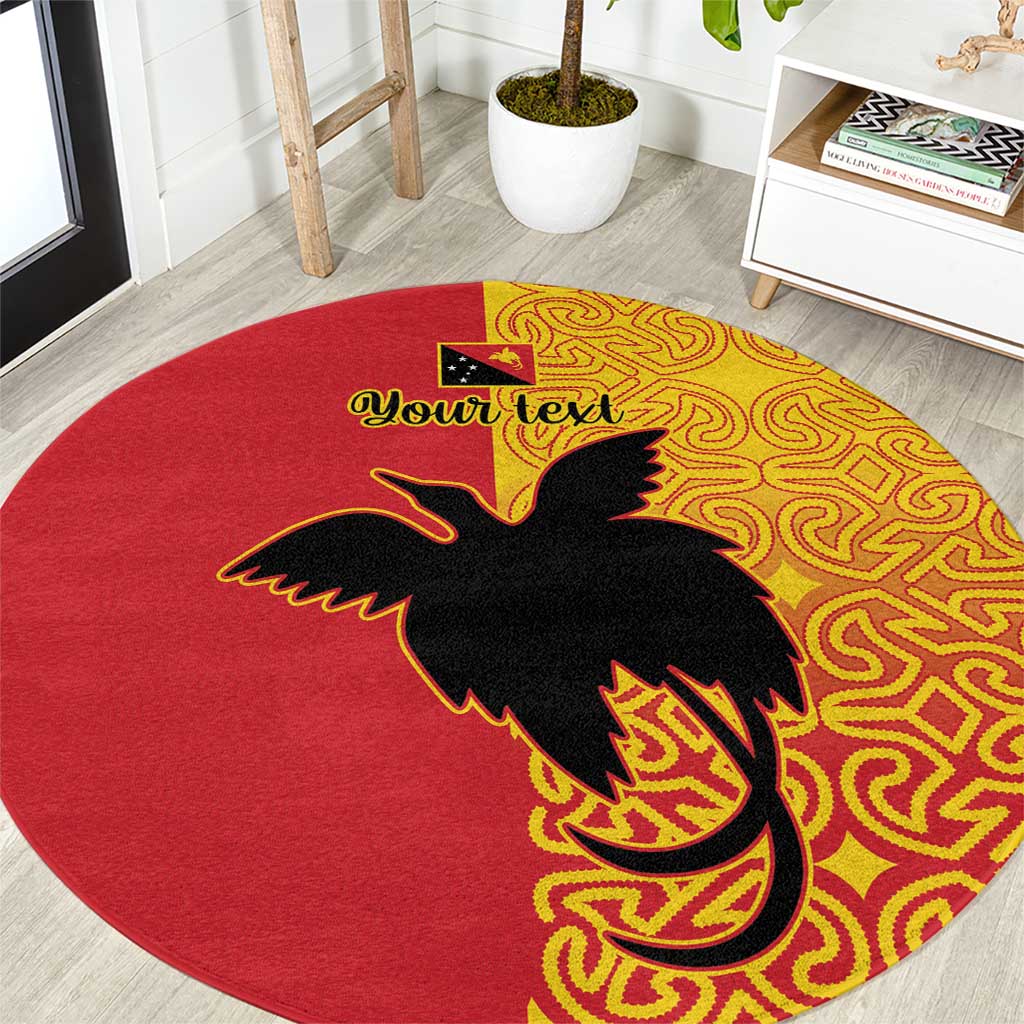 Papua New Guinea Oro Tapa Personalised Round Carpet Simple Bird of Paradise Style - Polynesian Pride