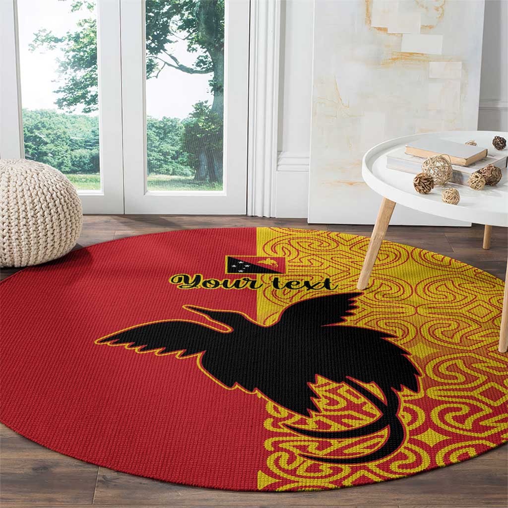 Papua New Guinea Oro Tapa Personalised Round Carpet Simple Bird of Paradise Style - Polynesian Pride