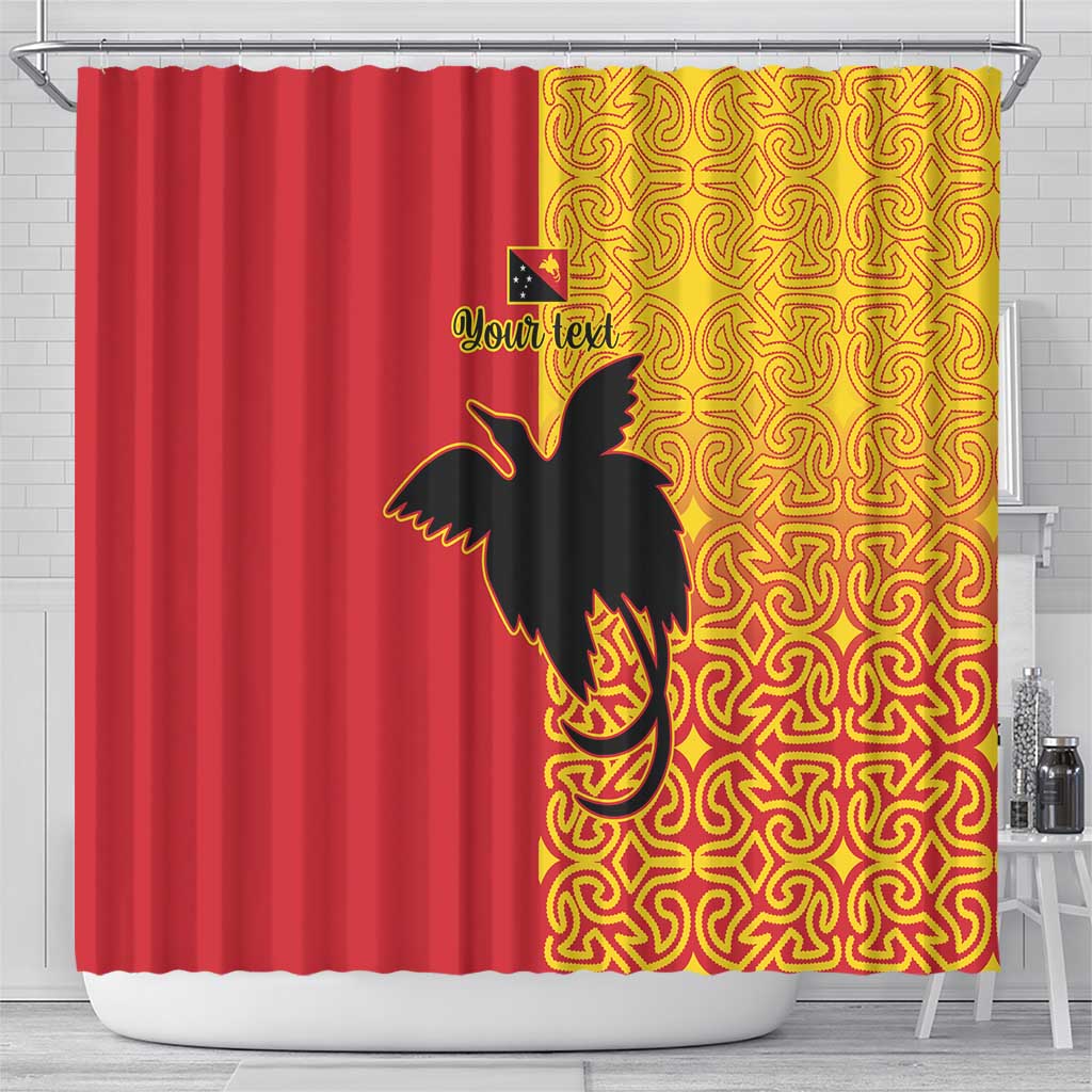 Papua New Guinea Oro Tapa Personalised Shower Curtain Simple Bird of Paradise Style - Polynesian Pride