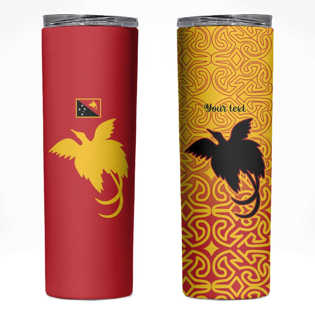 Papua New Guinea Oro Tapa Personalised Skinny Tumbler Simple Bird of Paradise Style - Polynesian Pride