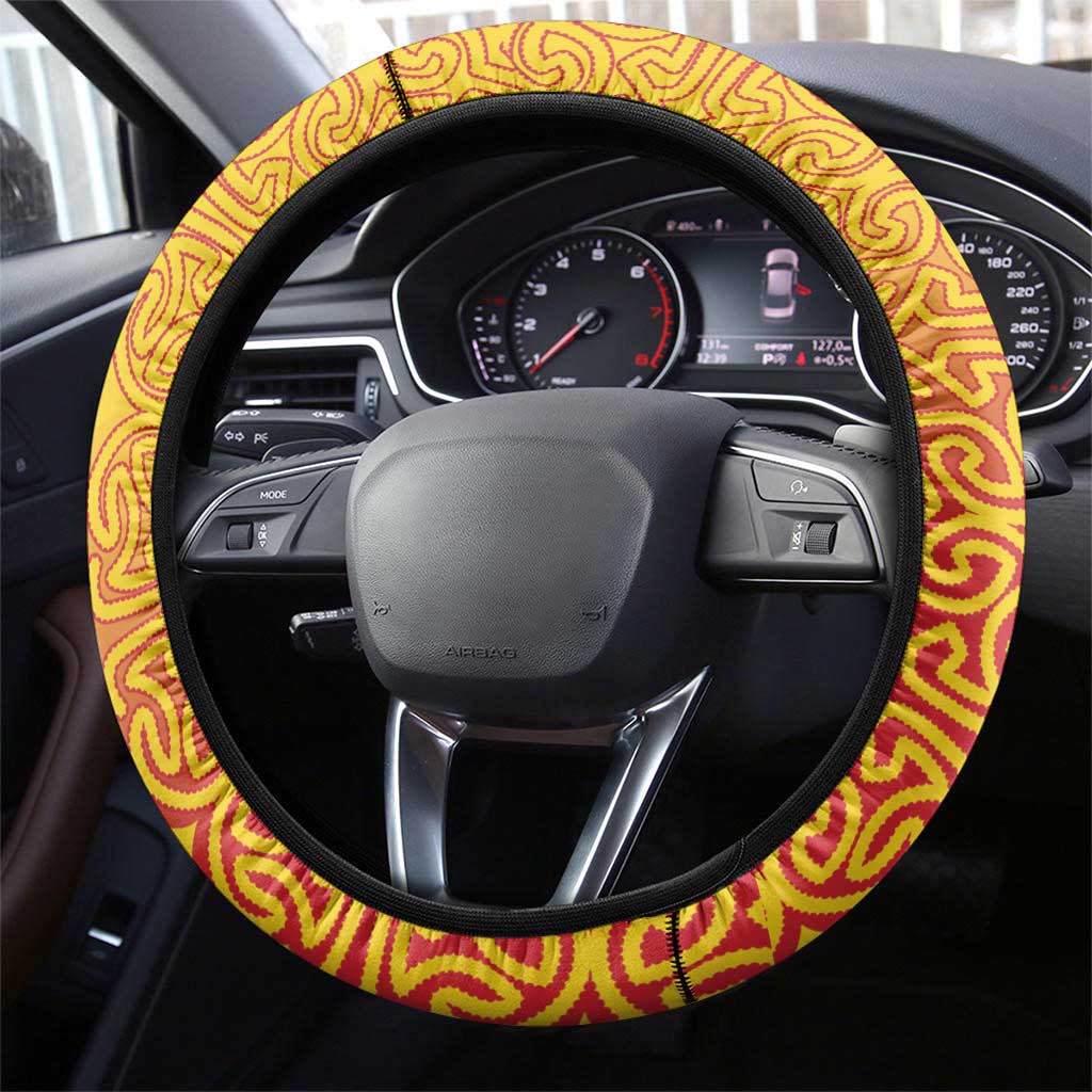 Papua New Guinea Oro Tapa Steering Wheel Cover Simple Bird of Paradise Style - Polynesian Pride