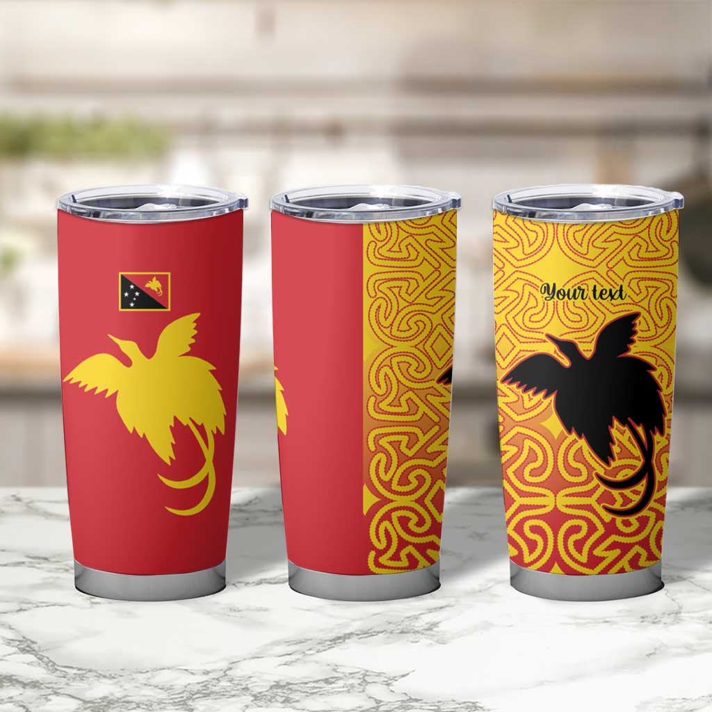 Papua New Guinea Oro Tapa Personalised Tumbler Cup Simple Bird of Paradise Style - Polynesian Pride