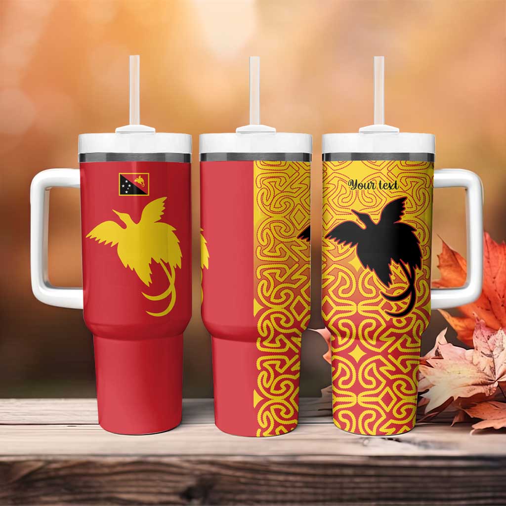 Papua New Guinea Oro Tapa Personalised Tumbler With Handle Simple Bird of Paradise Style - Polynesian Pride