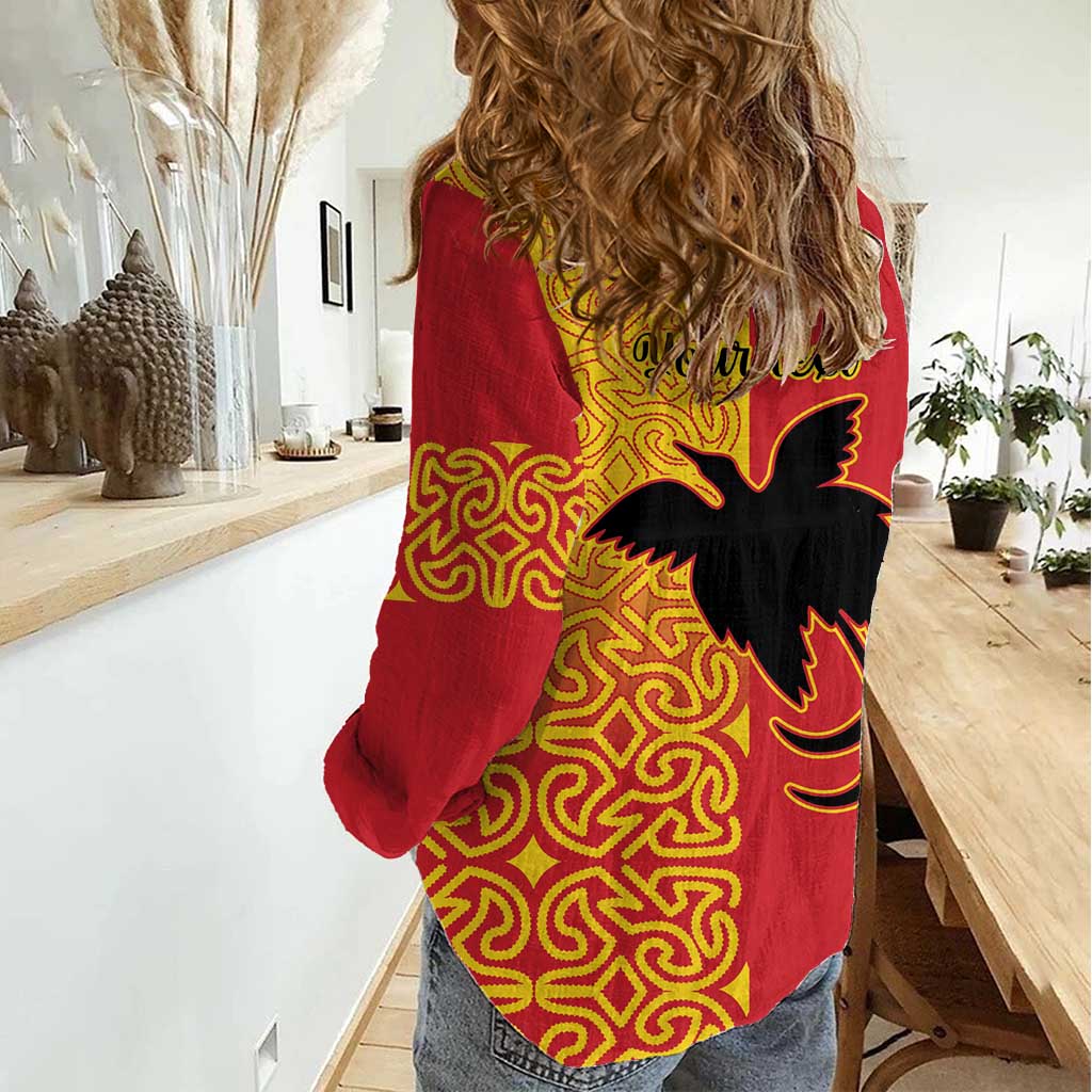 Papua New Guinea Oro Tapa Personalised Women Casual Shirt Simple Bird of Paradise Style - Polynesian Pride