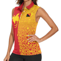 Papua New Guinea Oro Tapa Personalised Women Sleeveless Polo Shirt Simple Bird of Paradise Style - Polynesian Pride