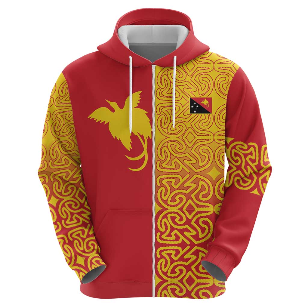 Papua New Guinea Oro Tapa Personalised Zip Hoodie Simple Bird of Paradise Style - Polynesian Pride