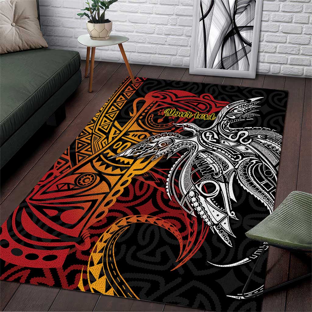 Papua New Guinea Sepik Personalised Area Rug PNG Bird of Paradise Tattoo - Polynesian Pride