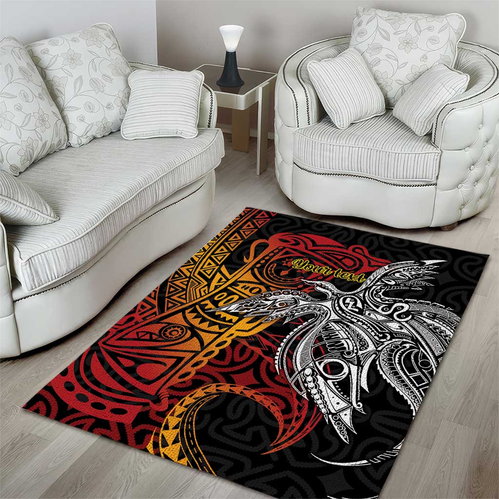Papua New Guinea Sepik Personalised Area Rug PNG Bird of Paradise Tattoo - Polynesian Pride
