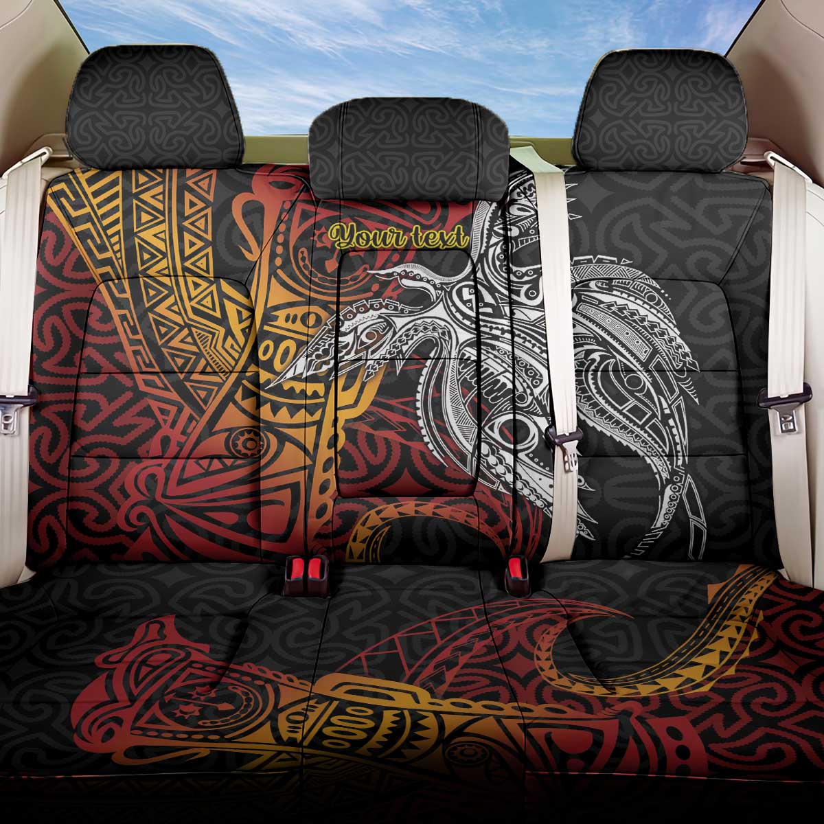 Papua New Guinea Sepik Personalised Back Car Seat Cover PNG Bird of Paradise Tattoo - Polynesian Pride