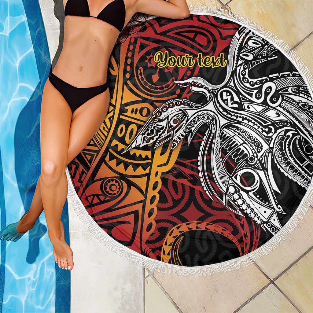 Papua New Guinea Sepik Personalised Beach Blanket PNG Bird of Paradise Tattoo - Polynesian Pride