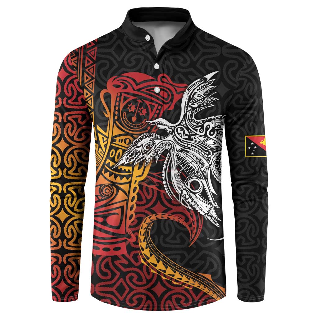 Papua New Guinea Sepik Personalised Button Sweatshirt PNG Bird of Paradise Tattoo - Polynesian Pride