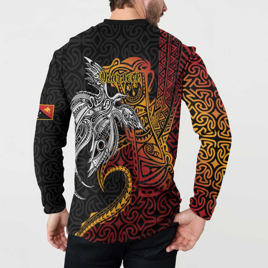Papua New Guinea Sepik Personalised Button Sweatshirt PNG Bird of Paradise Tattoo - Polynesian Pride