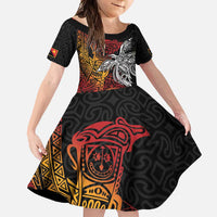 Papua New Guinea Sepik Personalised Family Matching Off Shoulder Maxi Dress and Hawaiian Shirt PNG Bird of Paradise Tattoo - Polynesian Pride