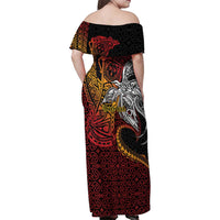 Papua New Guinea Sepik Personalised Family Matching Off Shoulder Maxi Dress and Hawaiian Shirt PNG Bird of Paradise Tattoo - Polynesian Pride