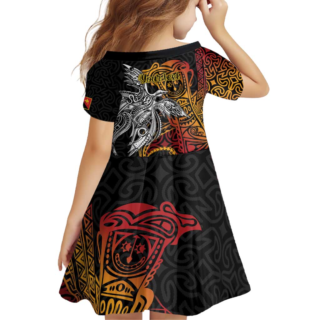 Papua New Guinea Sepik Personalised Family Matching Off Shoulder Short Dress and Hawaiian Shirt PNG Bird of Paradise Tattoo - Polynesian Pride
