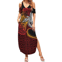 Papua New Guinea Sepik Personalised Family Matching Summer Maxi Dress and Hawaiian Shirt PNG Bird of Paradise Tattoo - Polynesian Pride