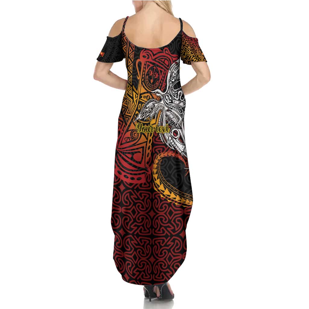 Papua New Guinea Sepik Personalised Family Matching Summer Maxi Dress and Hawaiian Shirt PNG Bird of Paradise Tattoo - Polynesian Pride