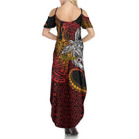 Papua New Guinea Sepik Personalised Family Matching Summer Maxi Dress and Hawaiian Shirt PNG Bird of Paradise Tattoo - Polynesian Pride