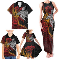 Papua New Guinea Sepik Personalised Family Matching Tank Maxi Dress and Hawaiian Shirt PNG Bird of Paradise Tattoo - Polynesian Pride