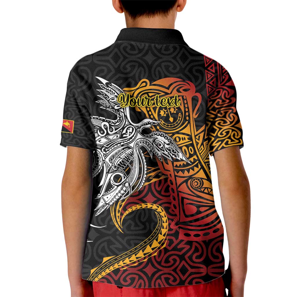 Papua New Guinea Sepik Personalised Kid Polo Shirt PNG Bird of Paradise Tattoo - Polynesian Pride