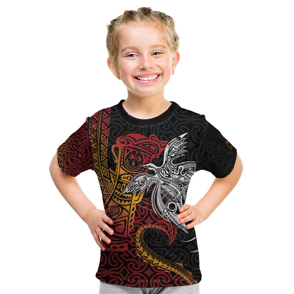 Papua New Guinea Sepik Personalised Kid T Shirt PNG Bird of Paradise Tattoo - Polynesian Pride