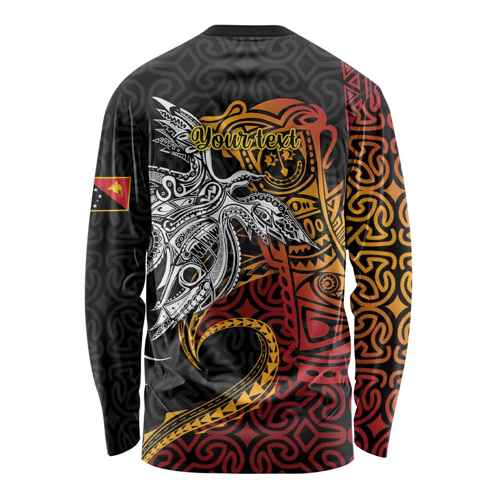 Papua New Guinea Sepik Personalised Long Sleeve Shirt PNG Bird of Paradise Tattoo - Polynesian Pride
