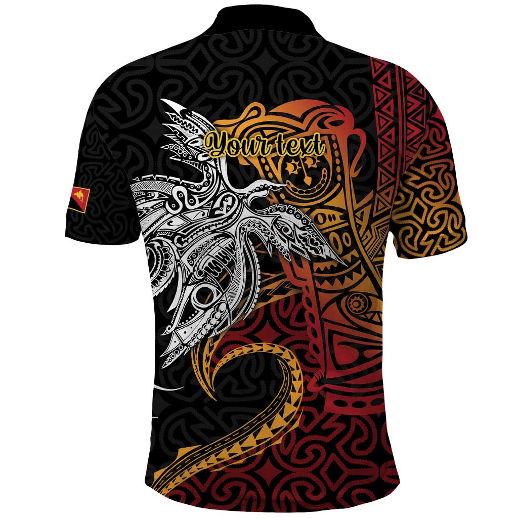 Papua New Guinea Sepik Personalised Polo Shirt PNG Bird of Paradise Tattoo - Polynesian Pride