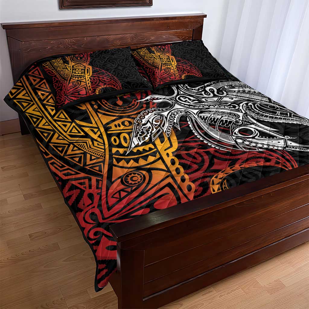 Papua New Guinea Sepik Personalised Quilt Bed Set PNG Bird of Paradise Tattoo - Polynesian Pride