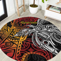 Papua New Guinea Sepik Personalised Round Carpet PNG Bird of Paradise Tattoo - Polynesian Pride