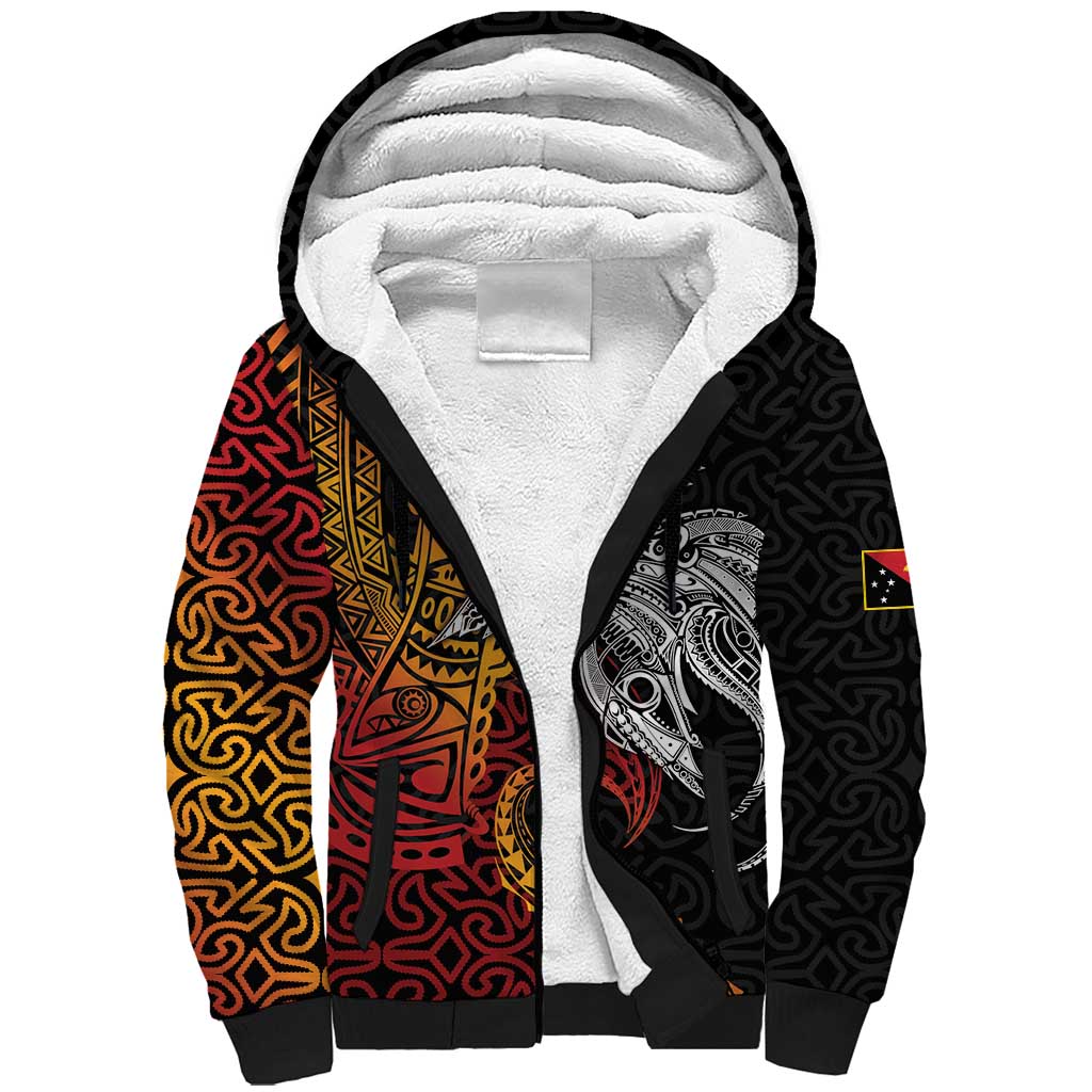 Papua New Guinea Sepik Personalised Sherpa Hoodie PNG Bird of Paradise Tattoo - Polynesian Pride