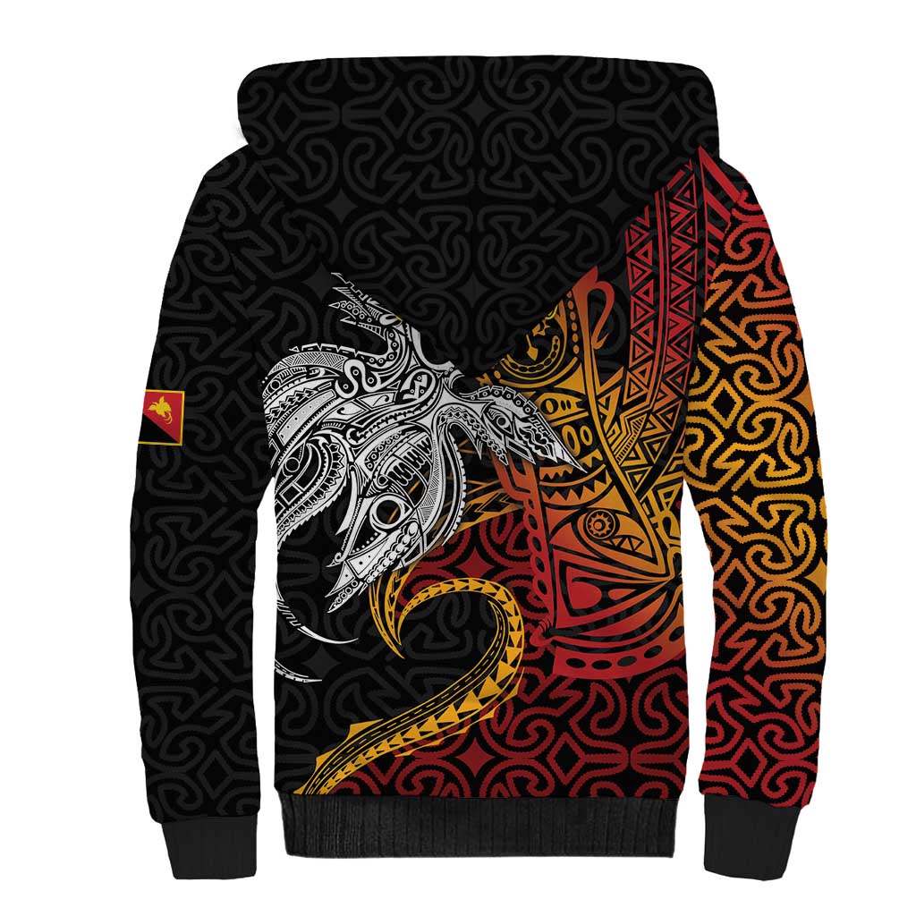 Papua New Guinea Sepik Personalised Sherpa Hoodie PNG Bird of Paradise Tattoo - Polynesian Pride