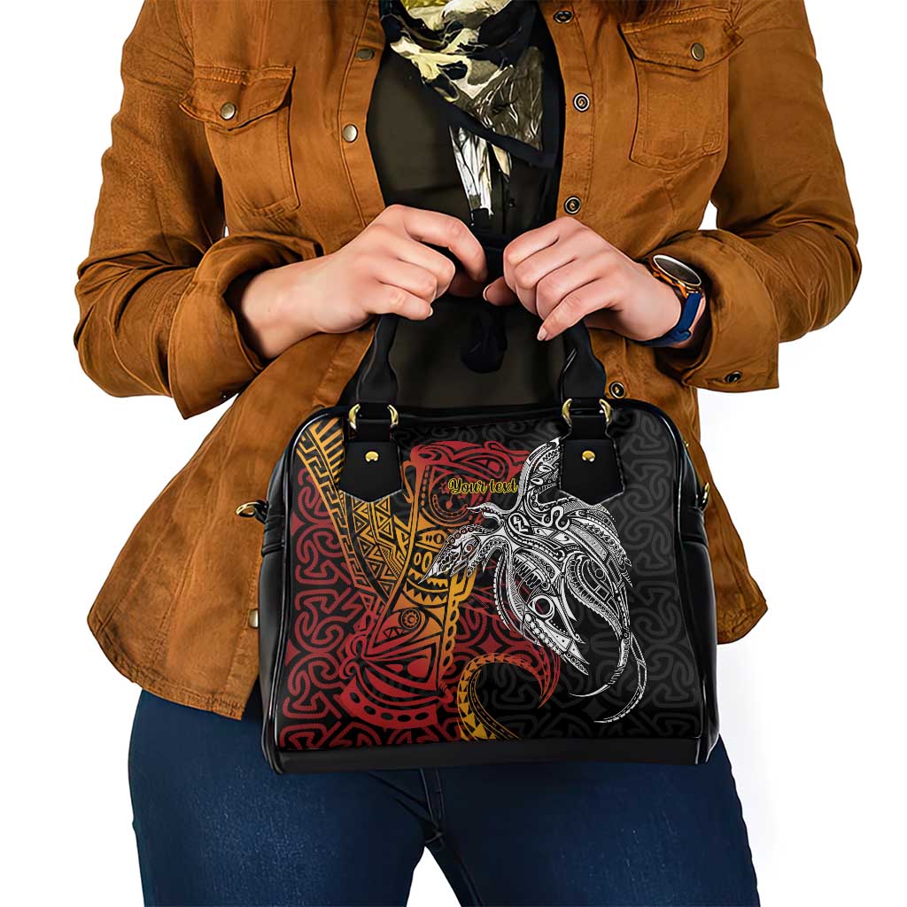 Papua New Guinea Sepik Personalised Shoulder Handbag PNG Bird of Paradise Tattoo - Polynesian Pride