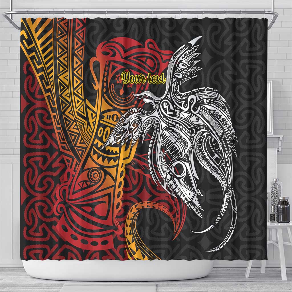 Papua New Guinea Sepik Personalised Shower Curtain PNG Bird of Paradise Tattoo - Polynesian Pride