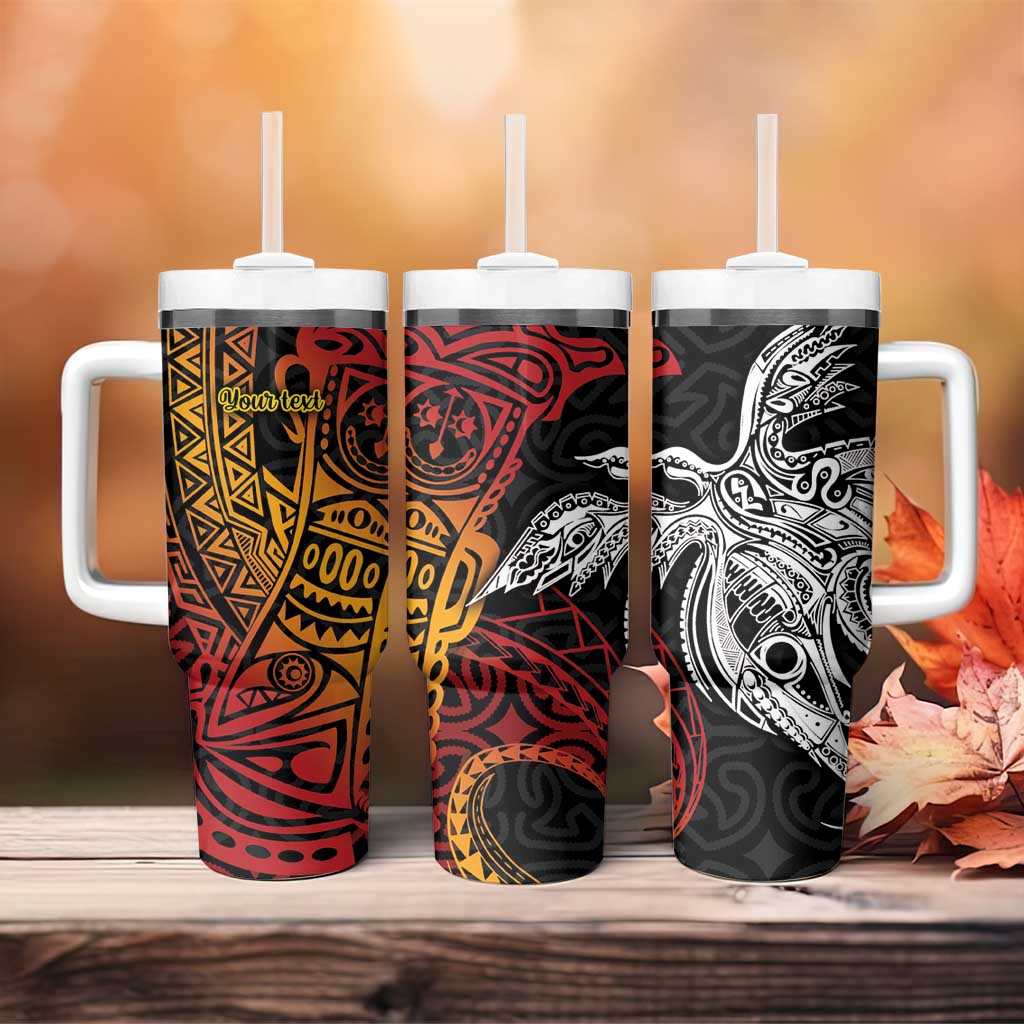 Papua New Guinea Sepik Personalised Tumbler With Handle PNG Bird of Paradise Tattoo - Polynesian Pride