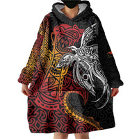 Papua New Guinea Sepik Personalised Wearable Blanket Hoodie PNG Bird of Paradise Tattoo - Polynesian Pride