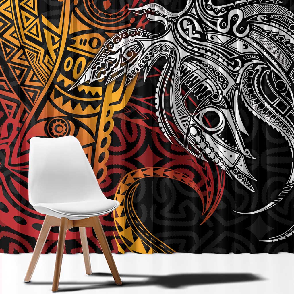 Papua New Guinea Sepik Personalised Window Curtain PNG Bird of Paradise Tattoo - Polynesian Pride