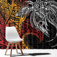 Papua New Guinea Sepik Personalised Window Curtain PNG Bird of Paradise Tattoo - Polynesian Pride